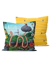 100% Cotton Personalised Superworm Cotton Cushion by Star Editions - Image 3 of 3