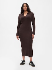 Коричневый - Джемпер платья в рубчик Gap CashSoft - Image 1 of 5