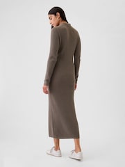 Gap Light Brown CashSoft Rib Midi Polo Jumper Dress - Image 3 of 5