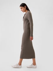 Gap Light Brown CashSoft Rib Midi Polo Jumper Dress - Image 4 of 5
