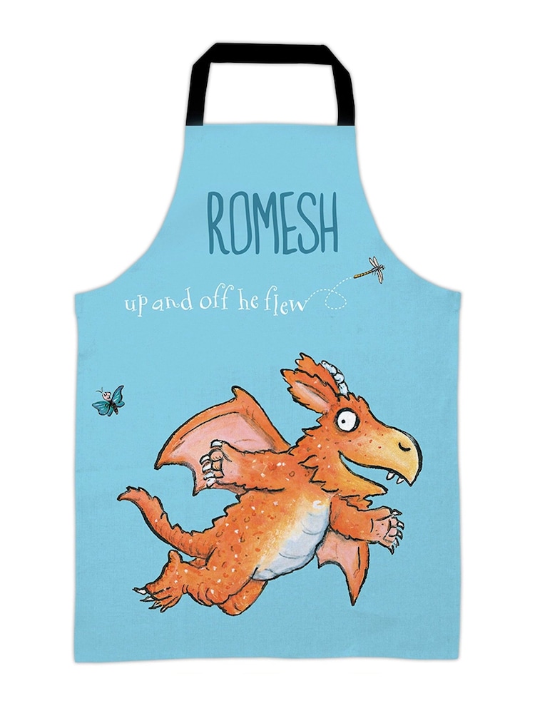 Star Editions Blue 100% Cotton Personalised Off He Flew Zog Childrens Apron - Image 1 of 2