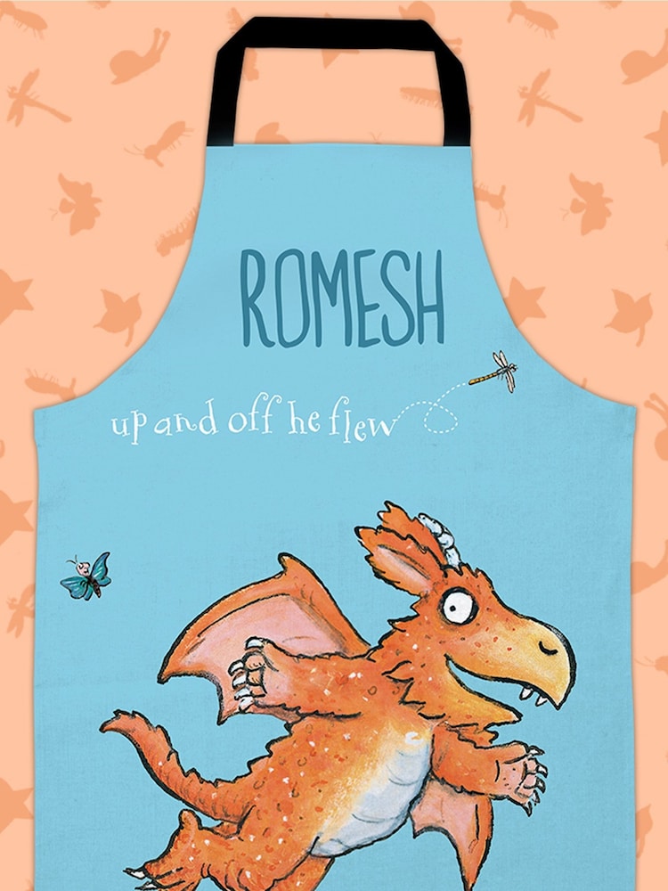 Star Editions Blue 100% Cotton Personalised Off He Flew Zog Childrens Apron - Image 2 of 2