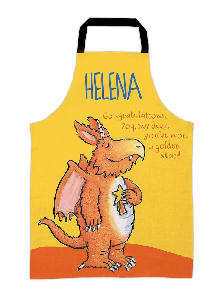 Star Editions Yellow 100% Cotton Personalised Congratulations Zog Childrens Apron - Image 1 of 2
