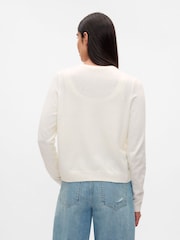 Gap White CashSoft Lightweight Crew Neck Cardigan - Image 2 of 5