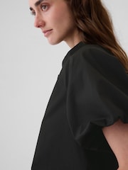 Gap Black Cotton Bubble Short Sleeve Shirt - Image 3 of 5