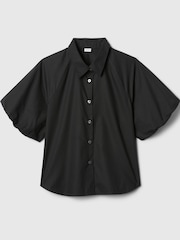 Gap Black Cotton Bubble Short Sleeve Shirt - Image 5 of 5