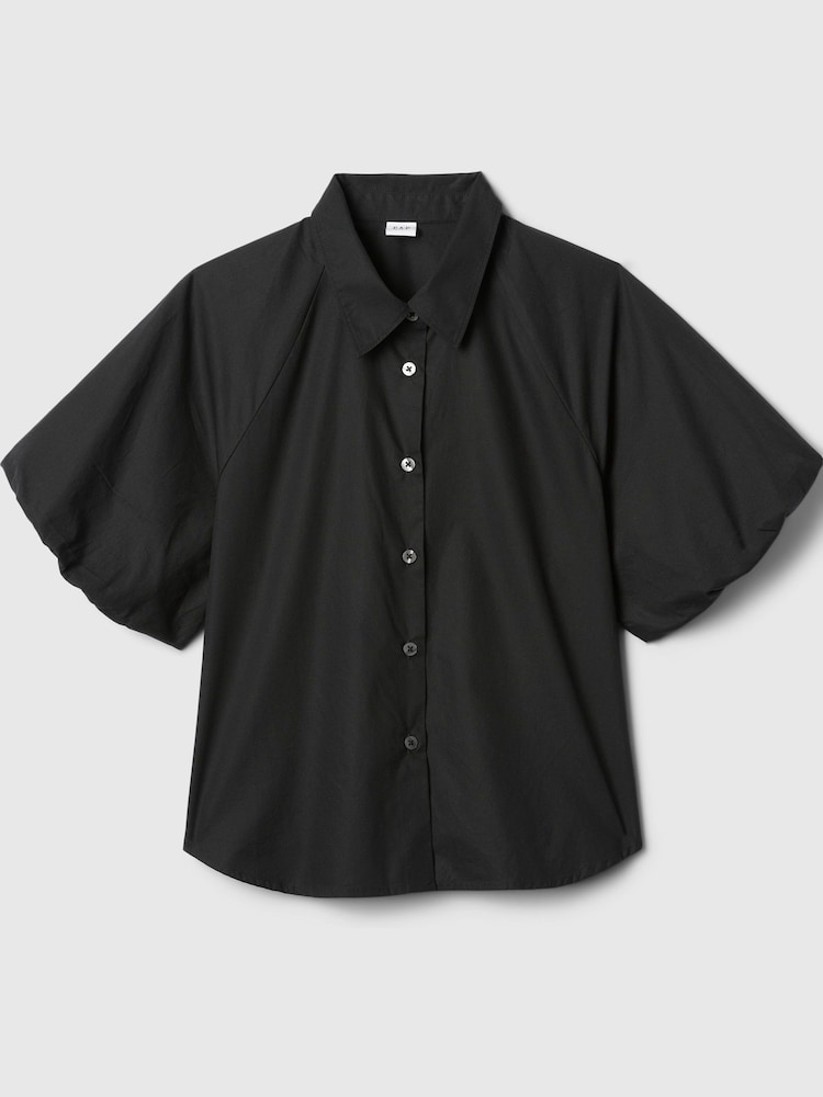 Gap Black Cotton Bubble Short Sleeve Shirt - Image 5 of 5