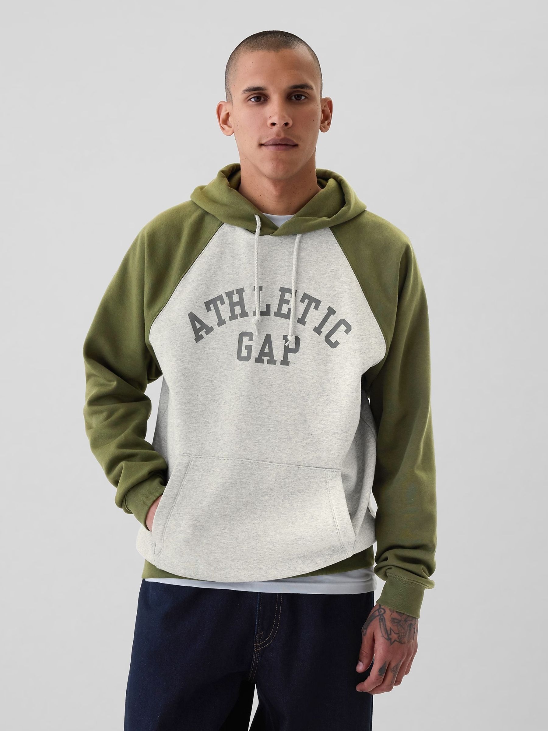 Buy Gap Green Grey Athletic Logo Hoodie from Next Greece