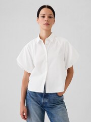 Gap White Cotton Bubble Short Sleeve Shirt - Image 1 of 4