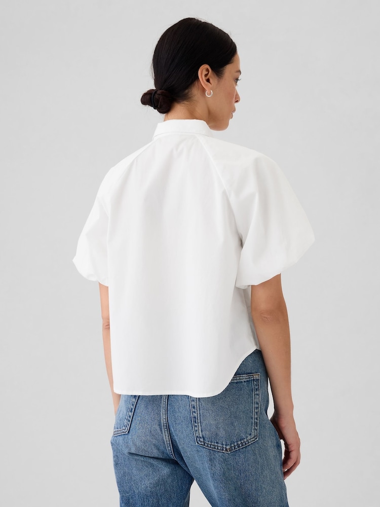 Gap White Cotton Bubble Short Sleeve Shirt - Image 2 of 4