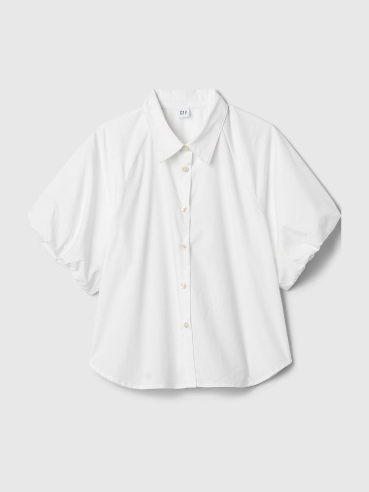 Gap White Cotton Bubble Short Sleeve Shirt - Image 4 of 4