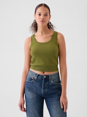 Gap Green CashSoft Cropped Vest Top - Image 1 of 6