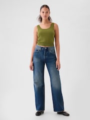 Gap Green CashSoft Cropped Vest Top - Image 3 of 6