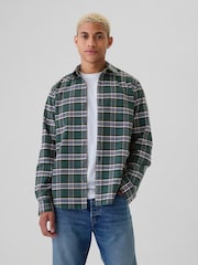 Gap Green Check Regular Fit Long Sleeve Oxford Shirt - Image 1 of 5