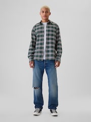 Gap Green Check Regular Fit Long Sleeve Oxford Shirt - Image 3 of 5
