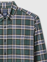 Gap Green Check Regular Fit Long Sleeve Oxford Shirt - Image 5 of 5