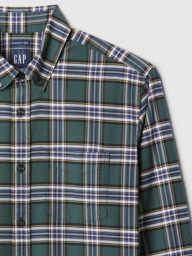 Gap Green Check Regular Fit Long Sleeve Oxford Shirt - Image 5 of 5