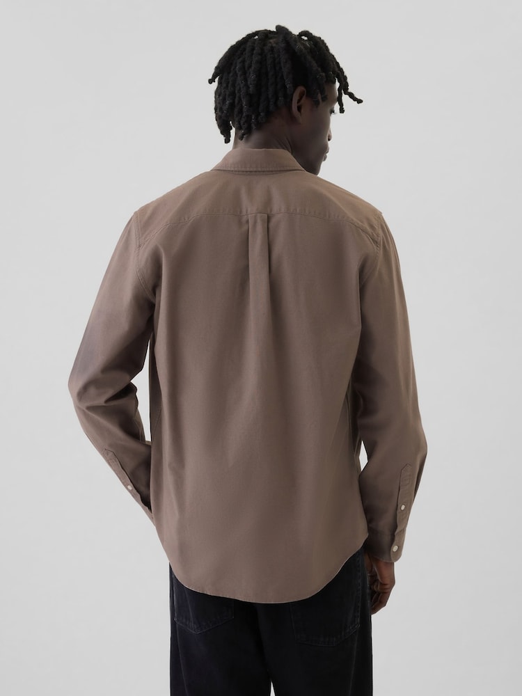Gap Brown Regular Fit Long Sleeve Oxford Shirt - Image 2 of 5 Gap Brown Regular Fit Long Sleeve Oxford Shirt - Image 2 of 5
