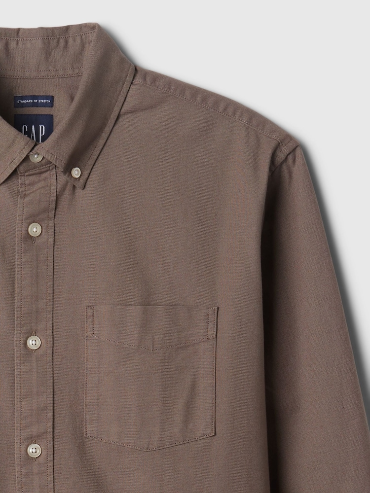 Gap Brown Regular Fit Long Sleeve Oxford Shirt - Image 5 of 5