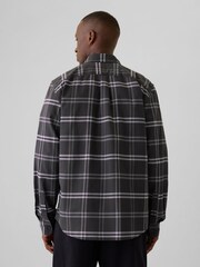 Gap Dark Grey Check Regular Fit Long Sleeve Oxford Shirt - Image 2 of 5