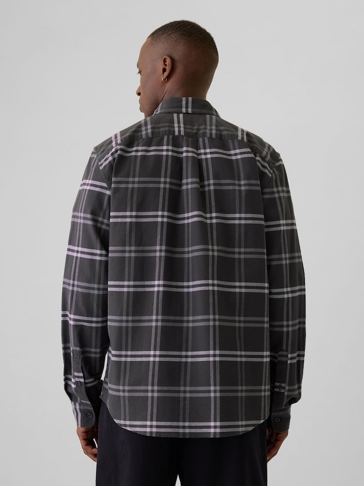 Gap Dark Grey Check Regular Fit Long Sleeve Oxford Shirt - Image 2 of 5