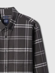 Gap Dark Grey Check Regular Fit Long Sleeve Oxford Shirt - Image 5 of 5