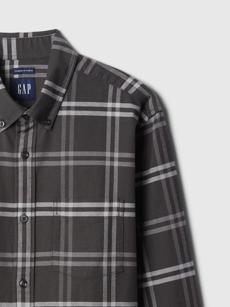 Gap Dark Grey Check Regular Fit Long Sleeve Oxford Shirt - Image 5 of 5 Gap Dark Grey Check Regular Fit Long Sleeve Oxford Shirt - Image 5 of 5