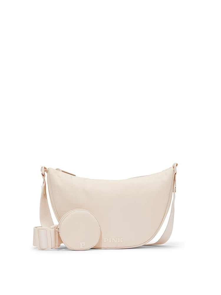 Victoria's Secret PINK White Shell Crescent Crossbody Bag - Image 1 of 4