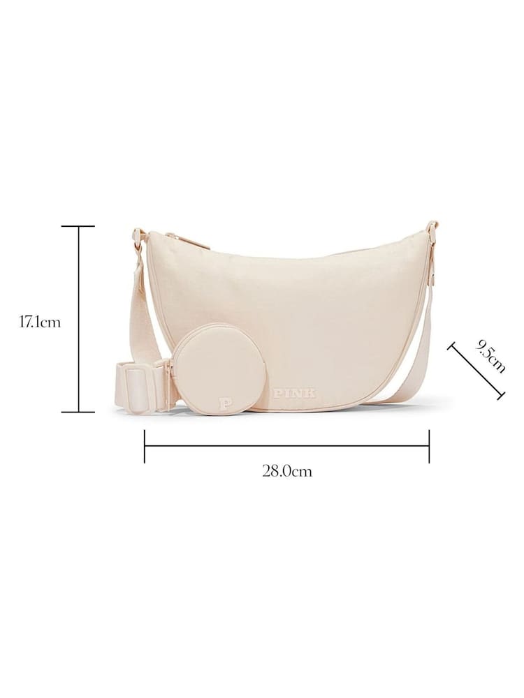Victoria's Secret PINK White Shell Crescent Crossbody Bag - Image 4 of 4