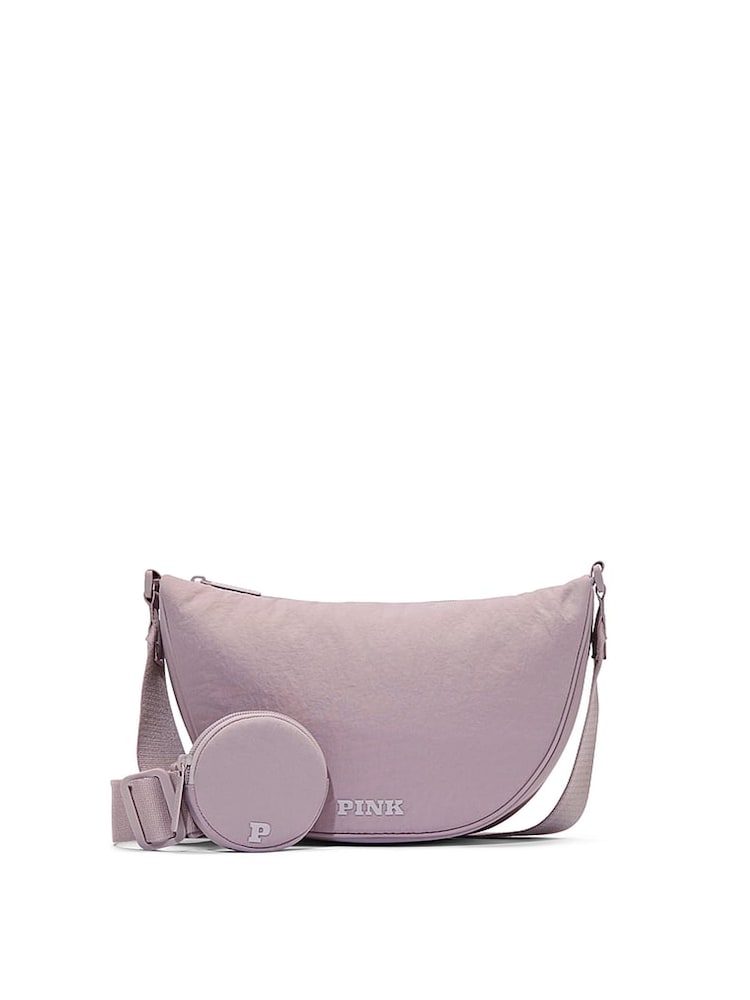 Victoria's Secret PINK Dusty Purple Crescent Crossbody Bag - Image 1 of 4 Victoria's Secret PINK Dusty Purple Crescent Crossbody Bag - Image 1 of 4