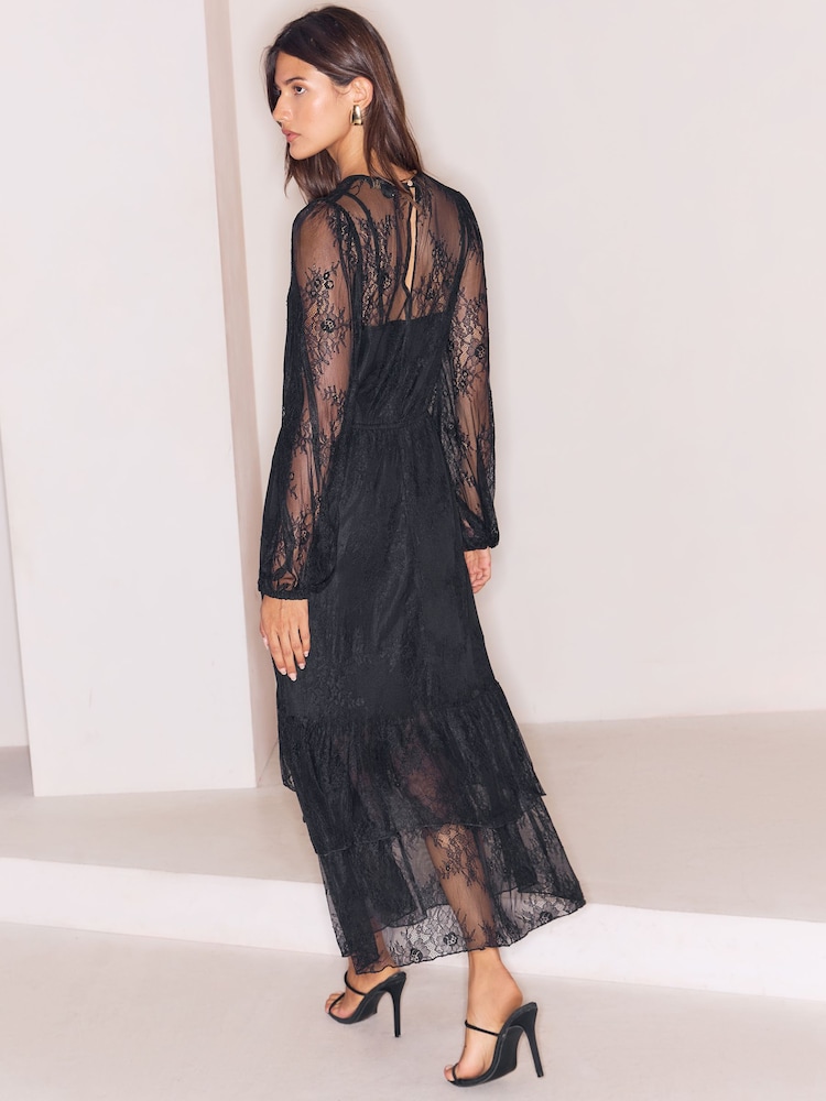 Lipsy Lace Tiered Skirt Tie Midi Dress - Bild 5 von 5