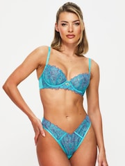 Ann Summers Blue Camille Sequin Embroidered Non Pad Balcony Bra - Image 3 of 5