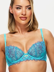 Ann Summers Blue Camille Sequin Embroidered Non Pad Balcony Bra - Image 4 of 5