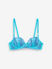 Ann Summers Blue Camille Sequin Embroidered Non Pad Balcony Bra - Image 5 of 5
