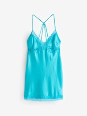 Ann Summers Blue Celestial Satin And Lace Chemise Slip - Image 5 of 5