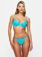 Ann Summers Blue Lasting Lover Mesh And Lace Padded Plunge Bra - Image 4 of 6