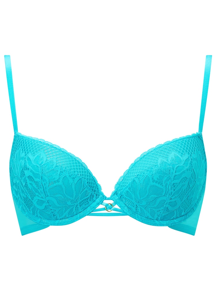 Ann Summers Blue Lasting Lover Mesh And Lace Padded Plunge Bra - Image 6 of 6