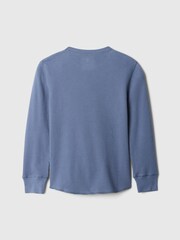 Gap Blue Waffle Knit Long Sleeve Crew Neck T-Shirt (4-13yrs) - Image 2 of 2