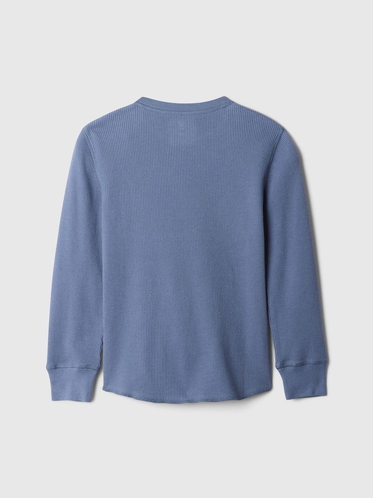 Gap Blue Waffle Knit Long Sleeve Crew Neck T-Shirt (4-13yrs) - Image 2 of 2