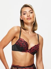 Ann Summers Black/Red Sexy Lace Padded Plunge Bra - Image 1 of 5