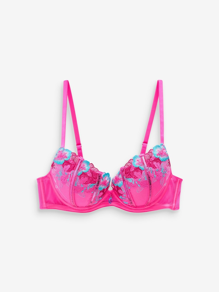 Ann Summers Pink Shimmering Sequin Embroidered Padded Plunge Bra - Image 5 of 5