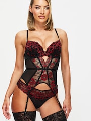 Ann Summers Black/Red Sexy Lace Padded Basque - Image 1 of 5