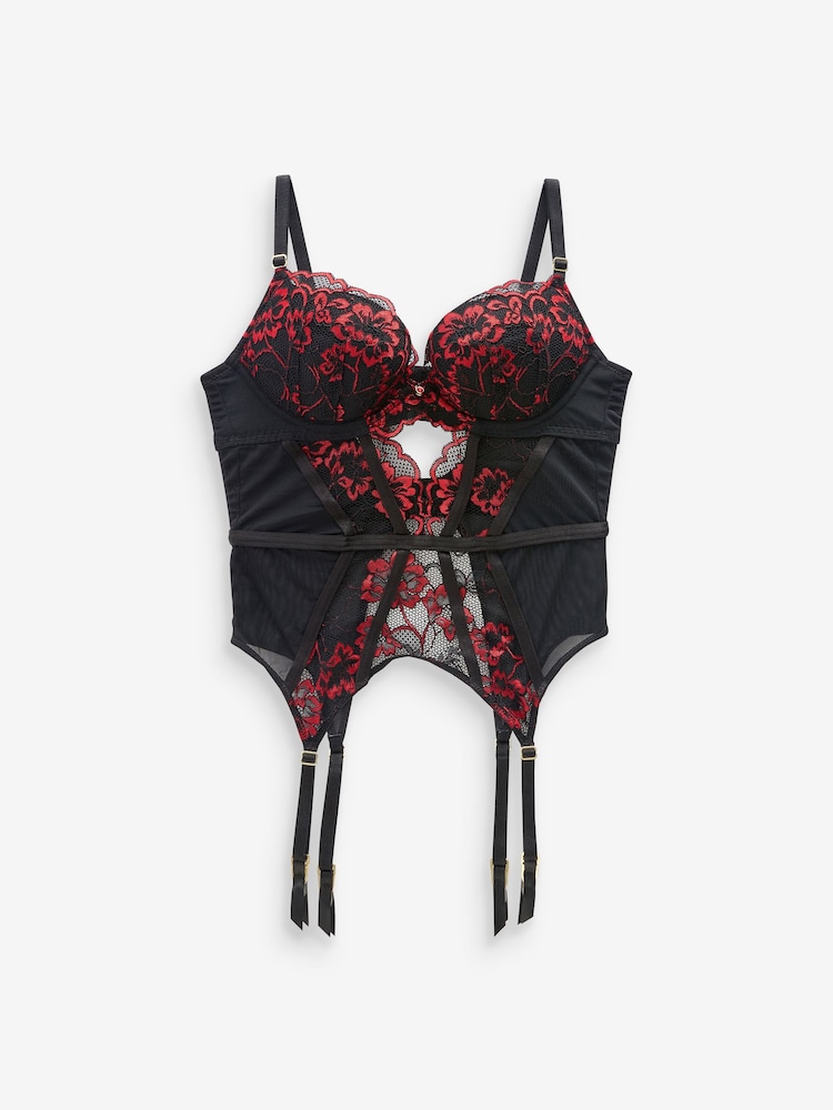 Ann Summers Black/Red Sexy Lace Padded Basque - Image 5 of 5