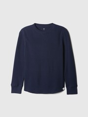 Gap Navy Blue Waffle Knit Long Sleeve Crew Neck T-Shirt (4-13yrs) - Image 1 of 2