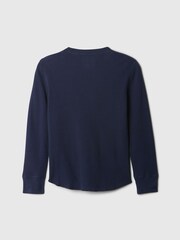 Gap Navy Blue Waffle Knit Long Sleeve Crew Neck T-Shirt (4-13yrs) - Image 2 of 2