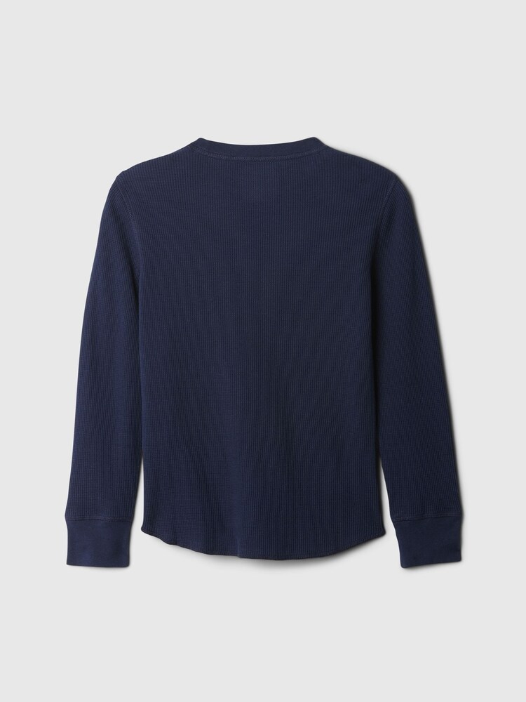Gap Navy Blue Waffle Knit Long Sleeve Crew Neck T-Shirt (4-13yrs) - Image 2 of 2