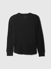 Gap Black Waffle Knit Long Sleeve Crew Neck T-Shirt (4-13yrs) - Image 1 of 2