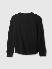 Gap Black Waffle Knit Long Sleeve Crew Neck T-Shirt (4-13yrs) - Image 2 of 2