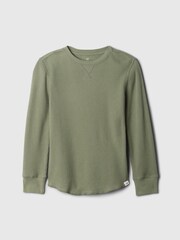 Gap Green Waffle Knit Long Sleeve Crew Neck T-Shirt (4-13yrs) - Image 1 of 3