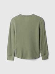 Gap Green Waffle Knit Long Sleeve Crew Neck T-Shirt (4-13yrs) - Image 2 of 3